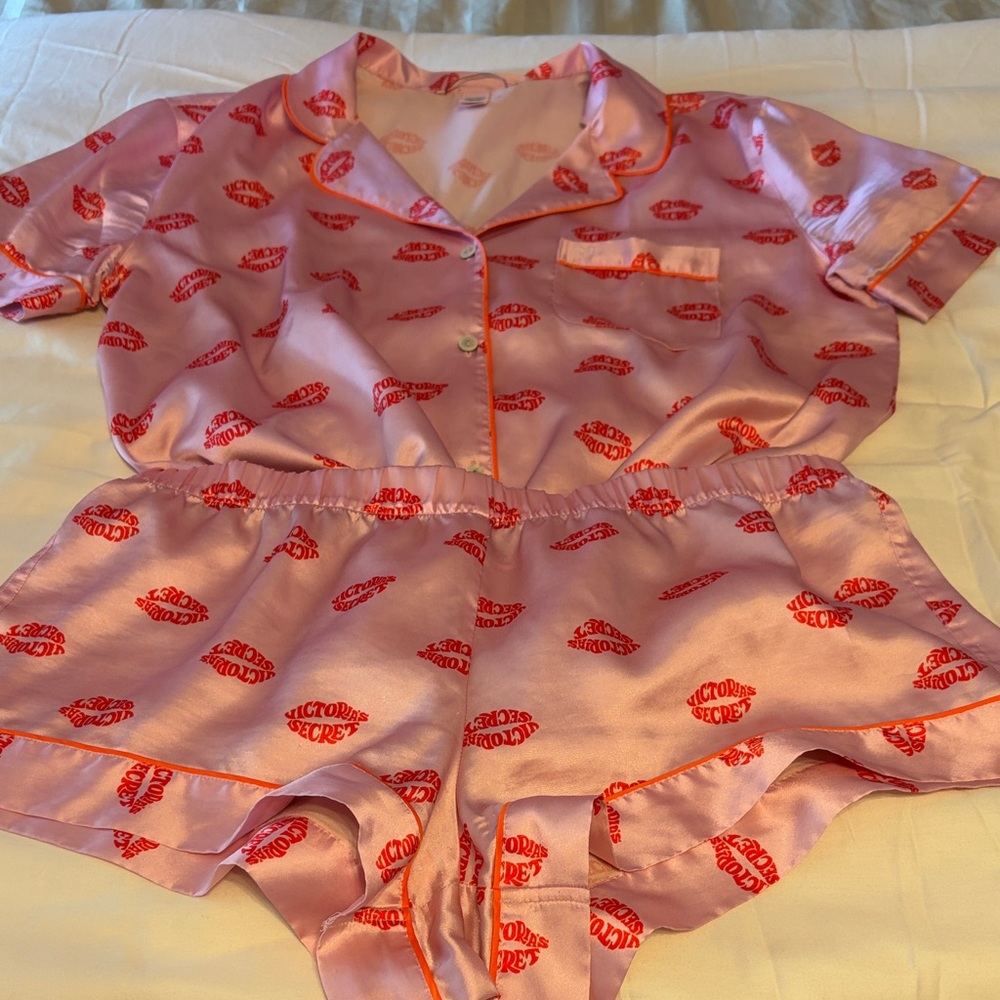 Victoria's Secret Light Pink Satin Pajama Set